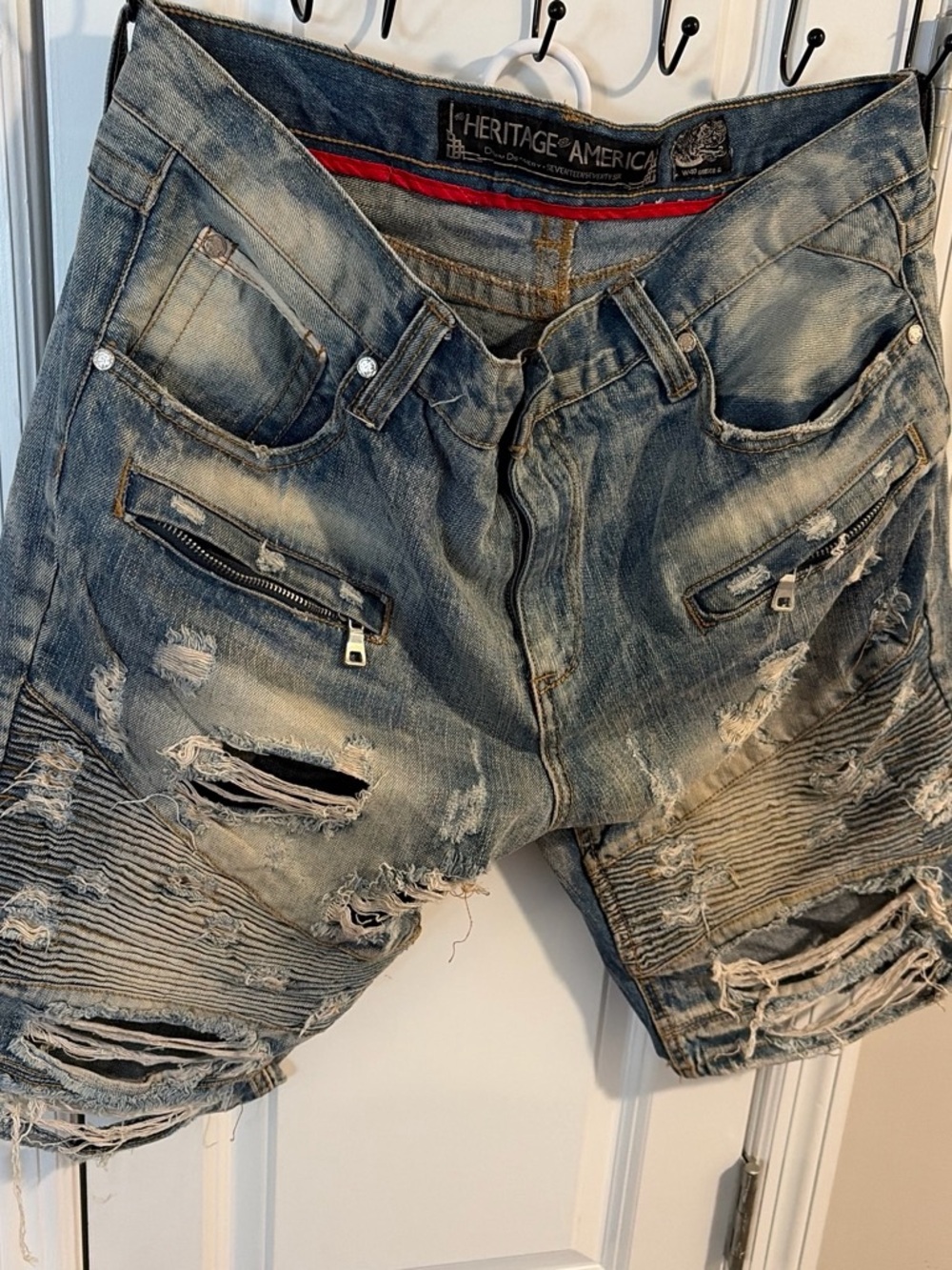 Heritage Distressed Light Blue Men’s Denim Shorts